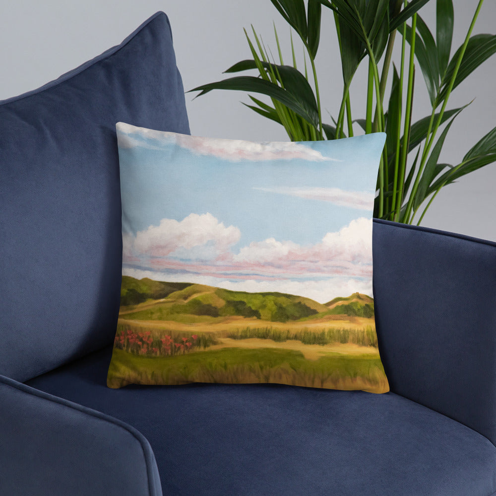 Decorative Pillow - Spring clouds with CA poppies 1