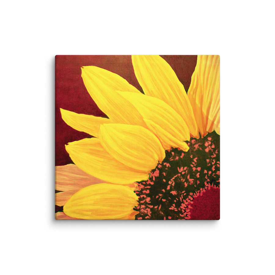 Canvas Art Print - Large Sunflower on deep red