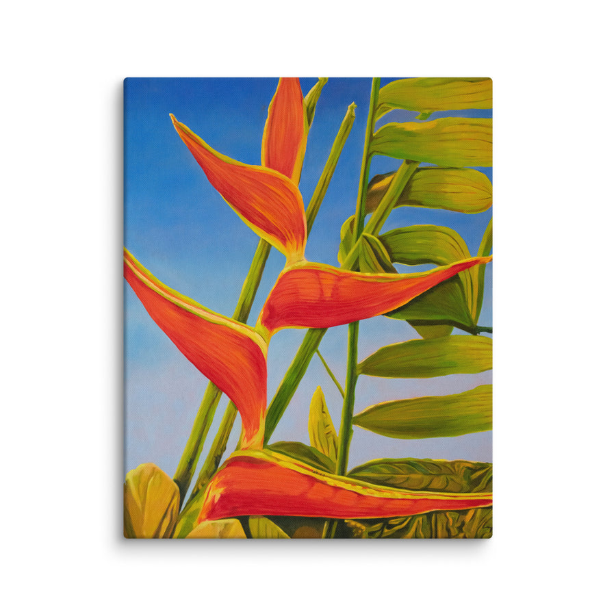 Canvas Art Print - Large Heliconia bloom in sunlight