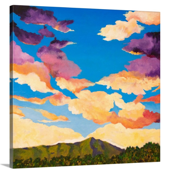 Original - Purple Sunset over Mt Tamalpais - 12"H x 12"W x 3/4"D