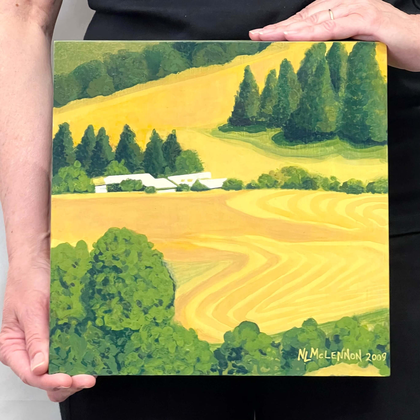 Original - Washington State Farm fields in Summer - 11"H x 11"W x 2-5/8"D