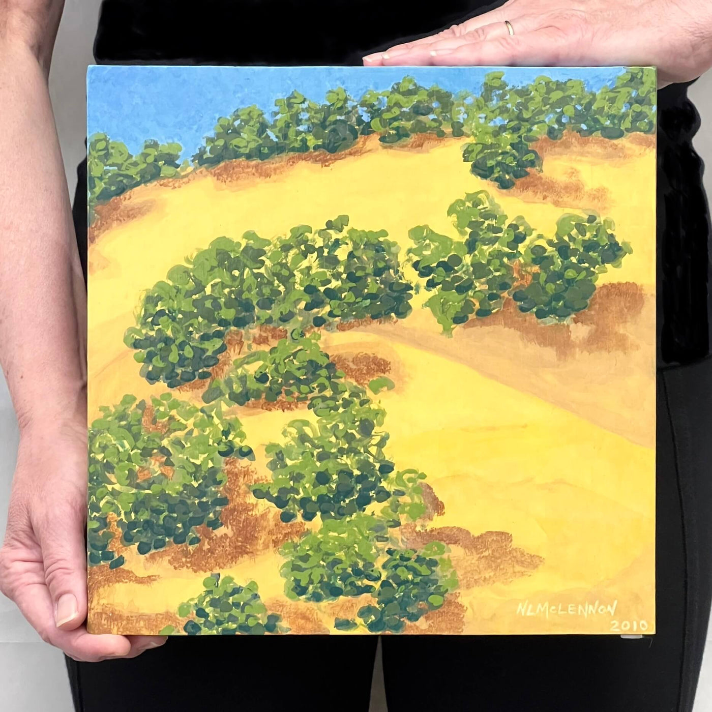 Original - Lake Berryessa Golden Hills in Summer - 11"H x 11"W x 2-5/8"D