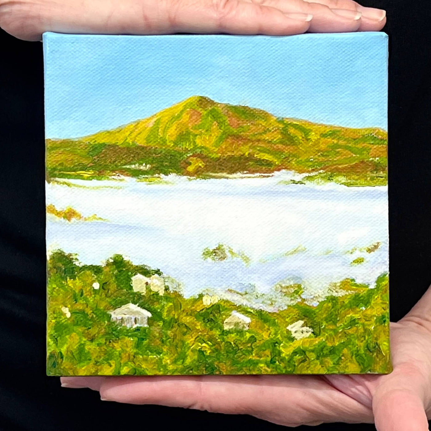 Original - Fog over Mt Tamalpais at sunrise 6"H x 6"W x 1-1/2"D