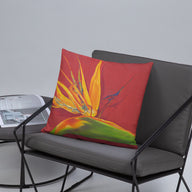 Decorative Pillow - Bird of paradise on rust red
