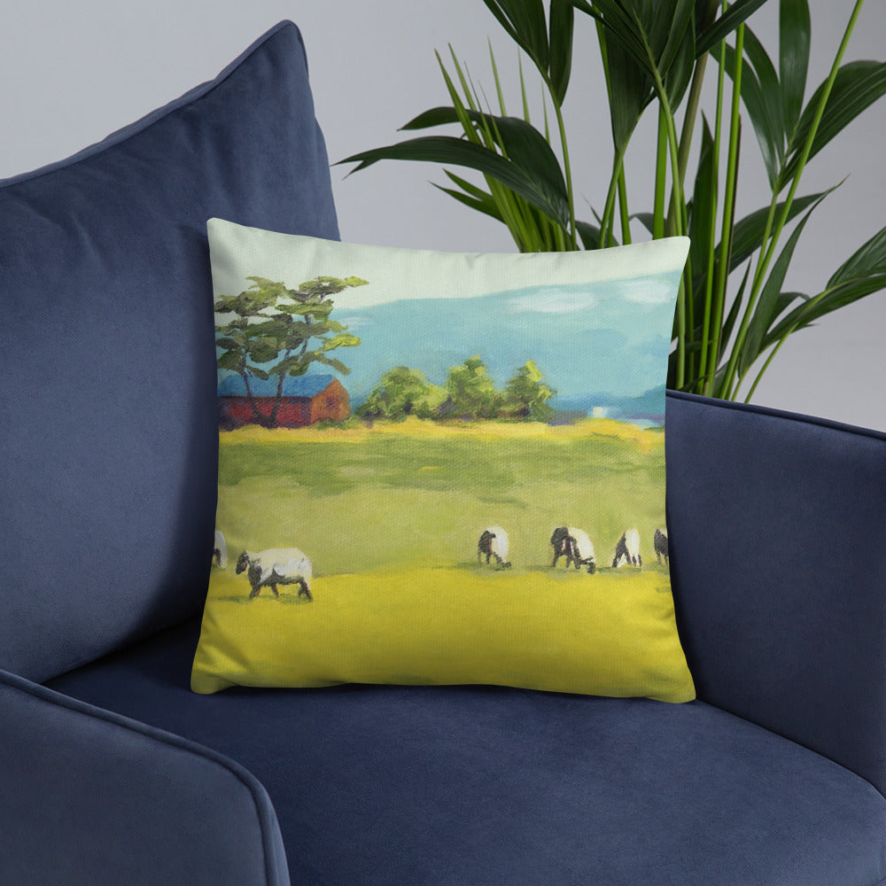 Decorative Pillow - Oregon sheep farm with red barn