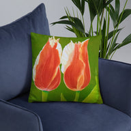 Decorative Pillow - Two tulips on green