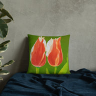 Decorative Pillow - Two tulips on green