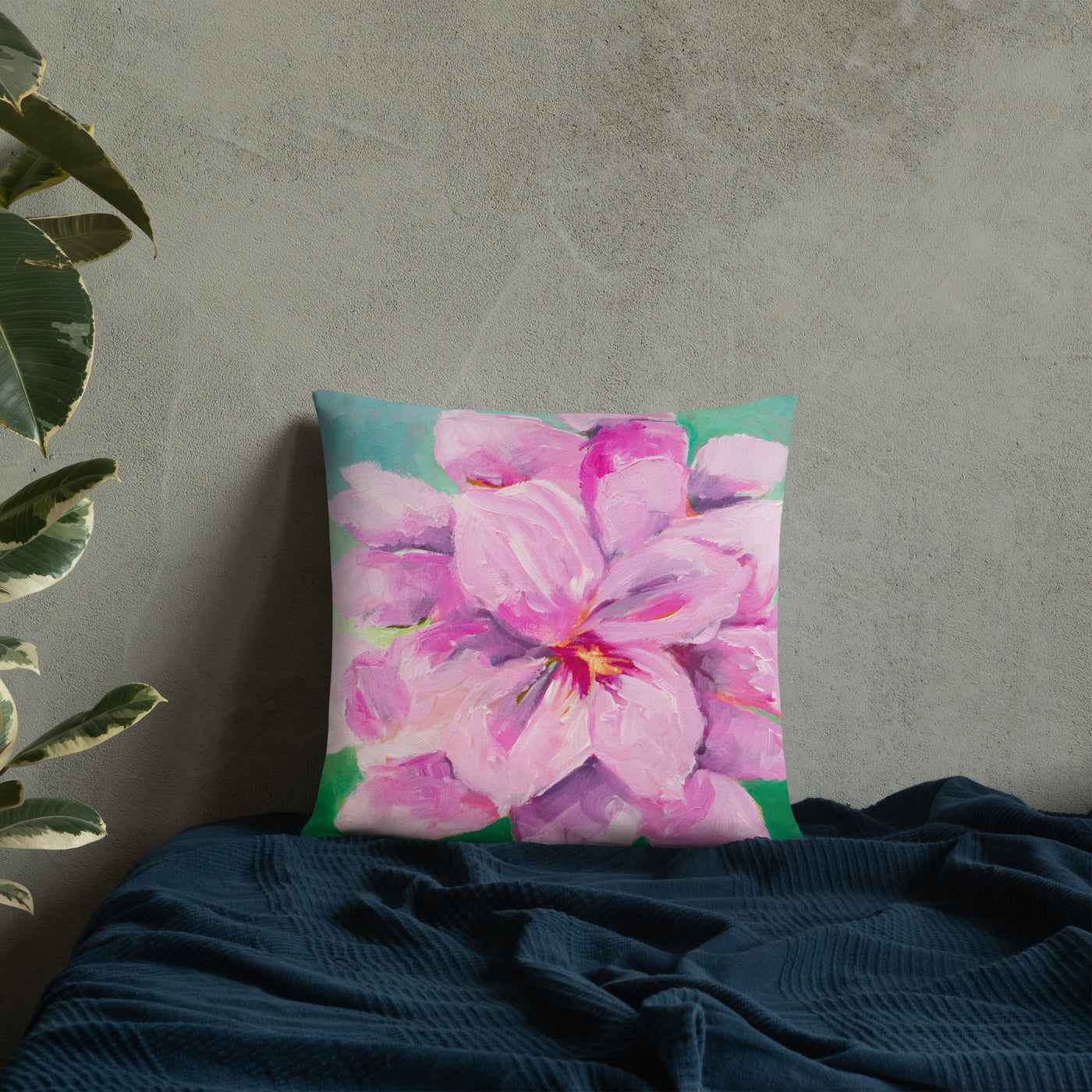 Decorative Pillow - Lavender Amaryllis on mint