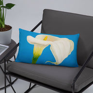 Decorative pillow - White Calla lily on blue