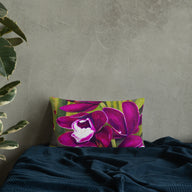 Decorative Pillow - Dark Magenta Orchids