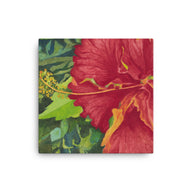 Canvas Art Print - Deep red hibiscus