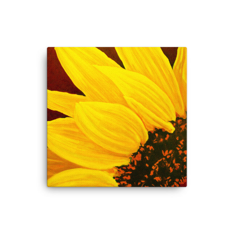 Canvas Art Print - Large single Sunflower on red