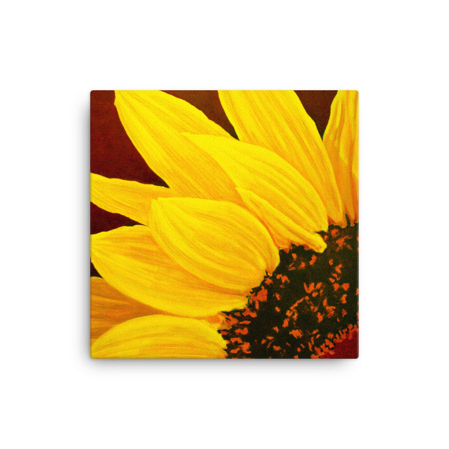 Canvas Art Print - Large single Sunflower on red