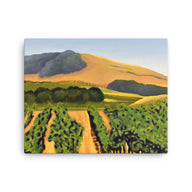 Canvas Art Print - Lush purple vineyards in golden hills