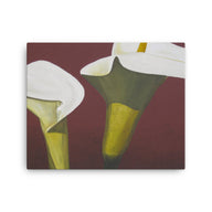 Canvas Print - White Calla lilies on red