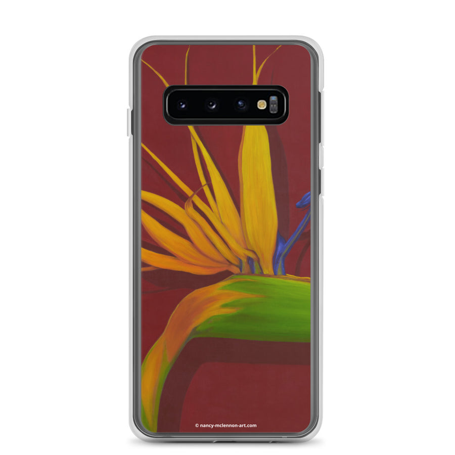 Samsung Case - Bird of Paradise on dark red