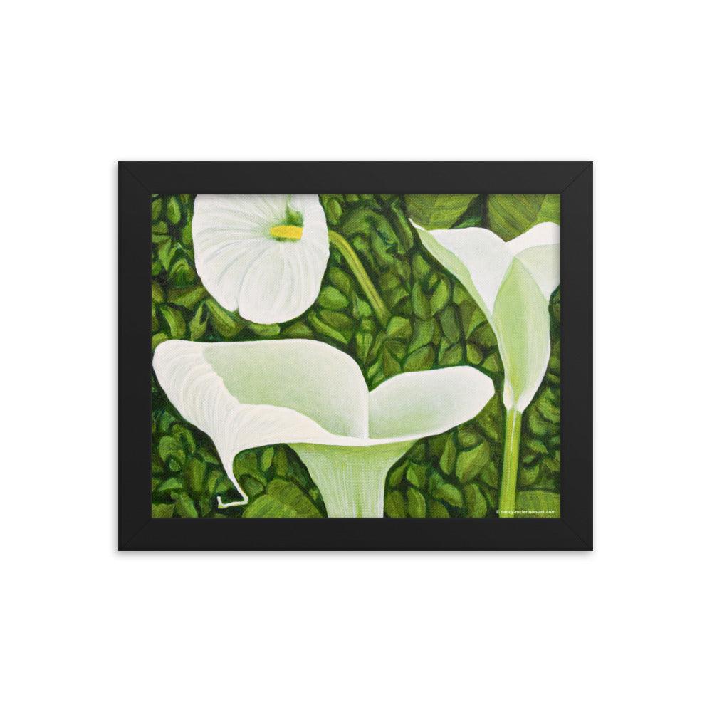black and white calla lily wall art Framed Print