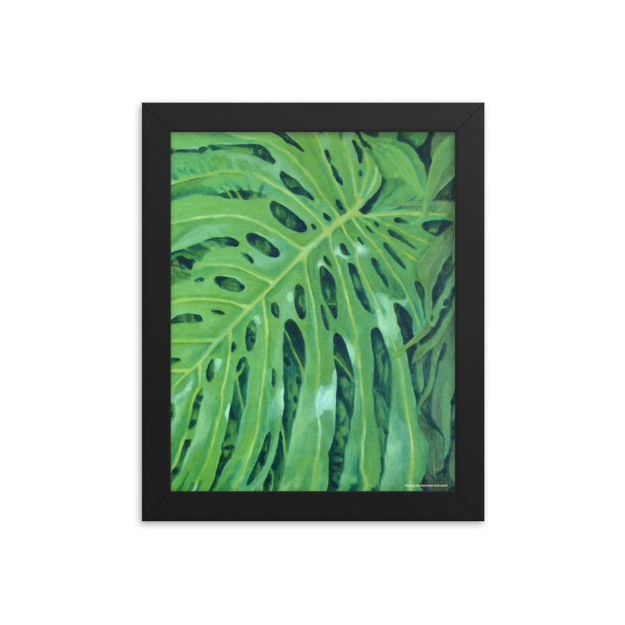 Framed Print - Monstera Leaf in vivid green