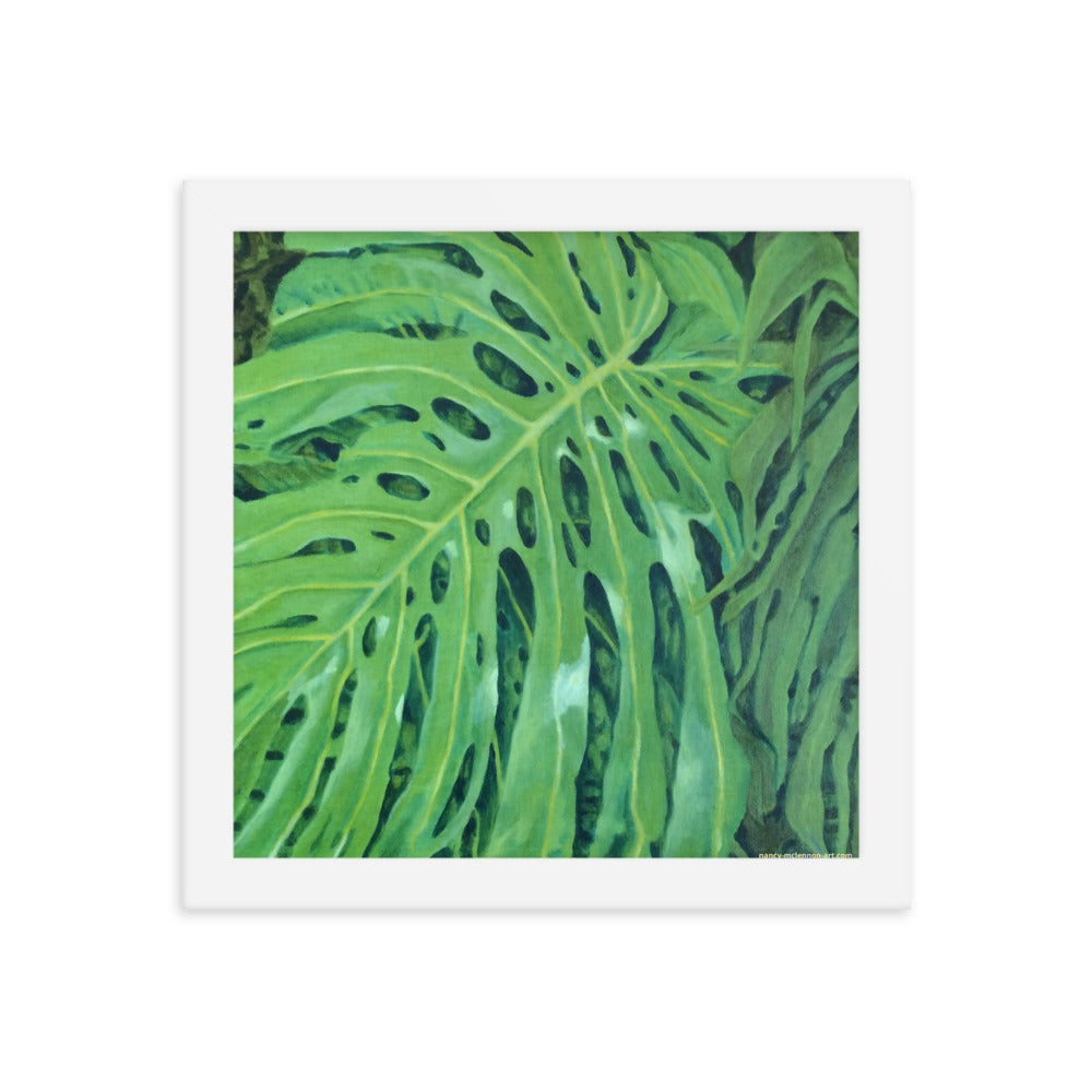 Framed Print - Monstera Leaf in vivid green