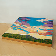 Original - Purple Sunset over Mt Tamalpais - 12"H x 12"W x 3/4"D