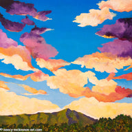 Original - Purple Sunset over Mt Tamalpais - 12"H x 12"W x 3/4"D