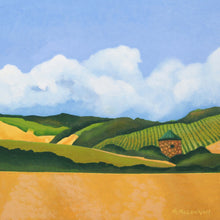 Load image into Gallery viewer, Original - Napa Valley Vineyard w/ copper roofed hut - 11&quot;H x 11&quot;W x 2-5/8&quot;D