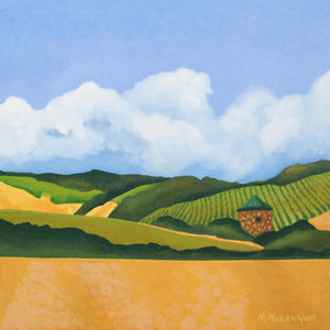 Original - Napa Valley Vineyard w/ copper roofed hut - 11"H x 11"W x 2-5/8"D