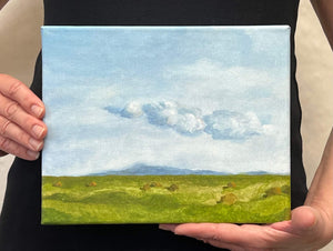 Original - Sonoma farm flats w/ clouds - 8"H x 10"w x 5/8"D