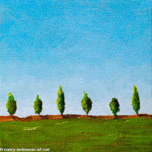 Original - Row of Italian cypress trees 1  -  4"H x 4”W x 1-1/2"D