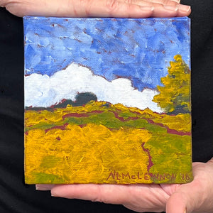 Original - Sonoma farm w/ pine tree - 6"H x 6"W x 1-1/2"D