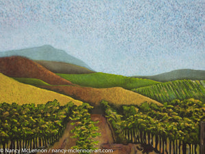 Original - Napa Valley vines in the fall - 18"H x 24"W x 5/8"D